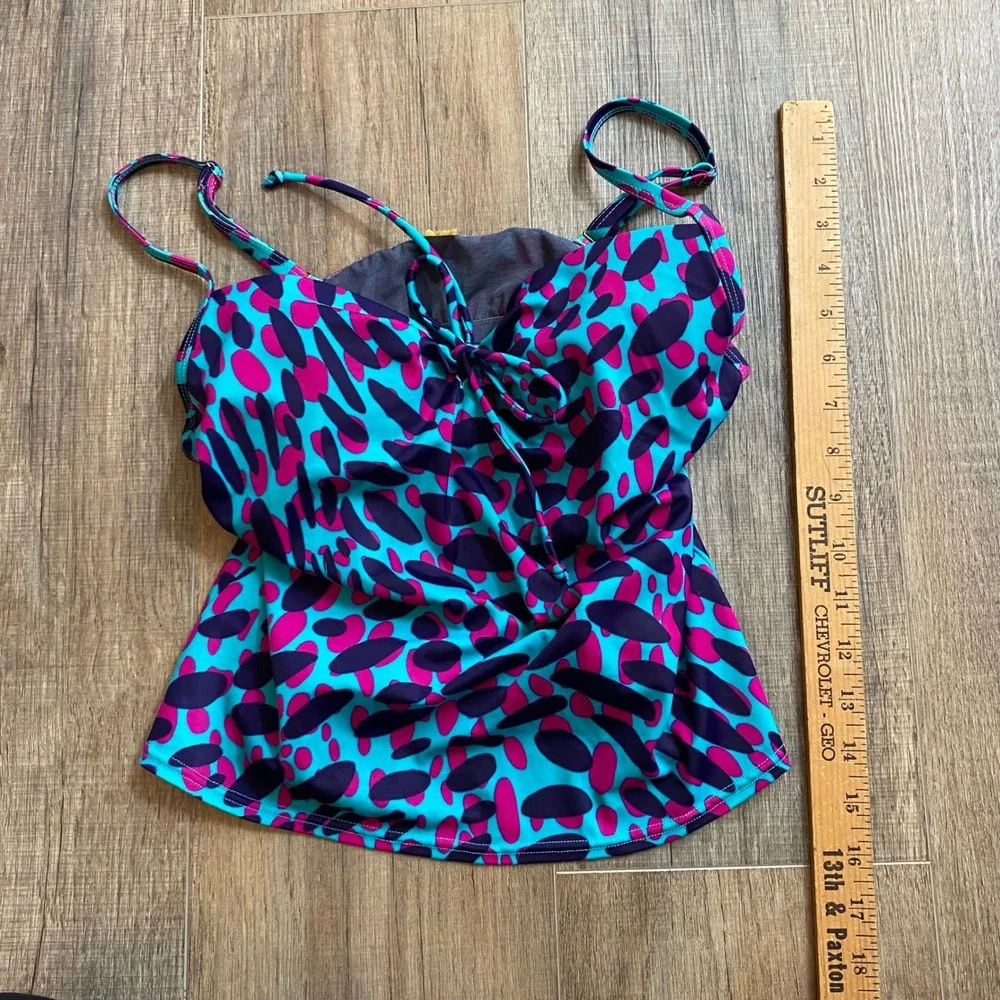 Victorias Secret Tankini Swimsuit Set Blue Pink Purple Abstract Print Small S/P